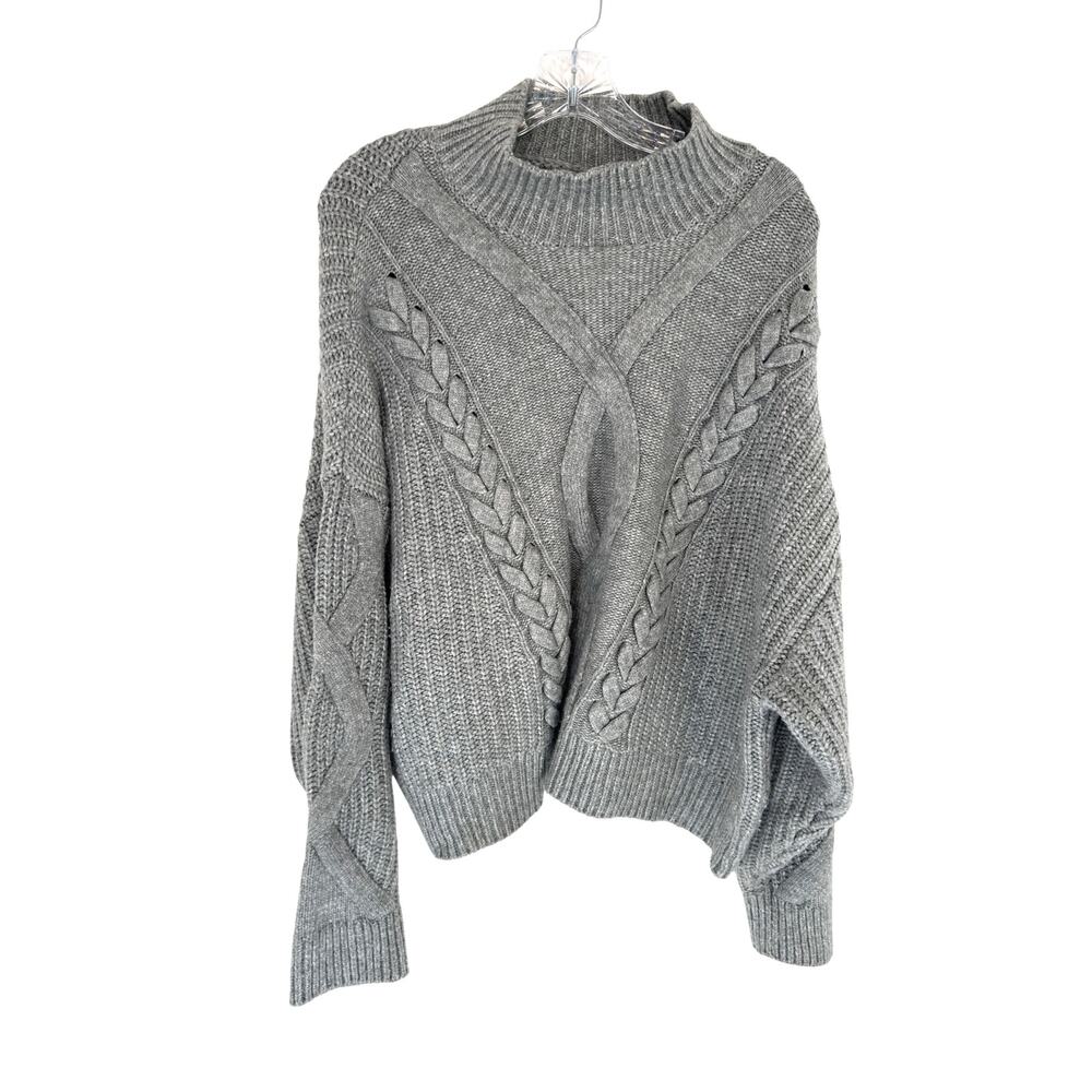Elizabeth and James Sweater Gray‎ Cable Knit Mockneck Plus Soft Cozy Size XXL